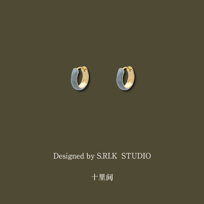十里间雾霾蓝圈圈耳环无痛耳夹