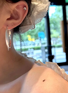 十里间【磨砂耳圈】简约气质亮晶晶圈圈耳环百搭双层耳饰
