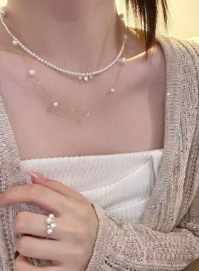 十里间【漫天星辰】闪烁叠戴s925银珍珠项链浪漫氛围锁骨链