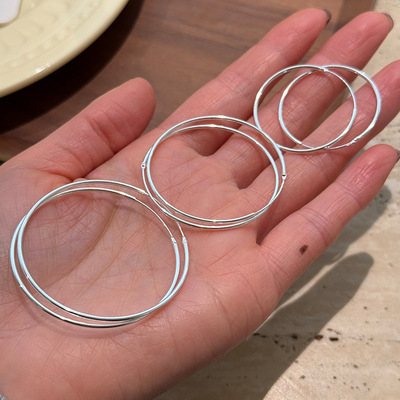 十里间【925银圈圈】简约气质职场通勤s925银耳圈百搭耳环