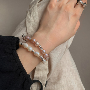 十里间【纯银｜真珍珠】法式浪漫淡水珍珠S925银手链双层叠戴手串