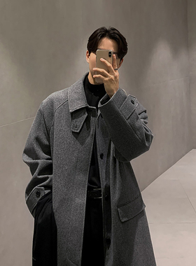 ASCLO&QIAO秋冬毛呢大衣韩版百搭加厚保暖风衣宽松中长款慵懒外套