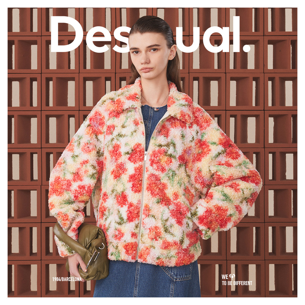 Desigual【博主同款】仿羊羔绒保暖花卉宽松女士外套