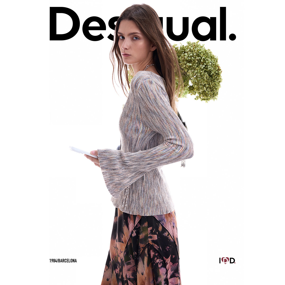 【呼呼专享】Desigual彩条U领喇叭袖短款开衫女式针织衫