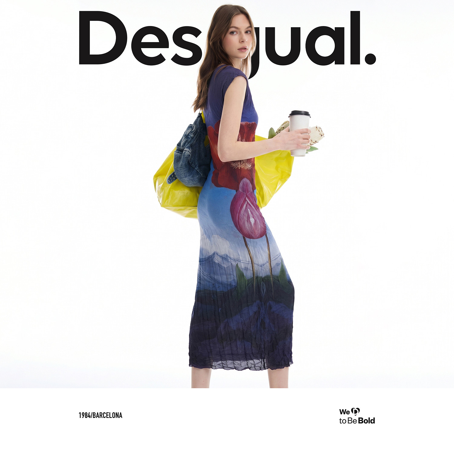 Desigual26春夏新品超现实油画印花短袖连衣裙