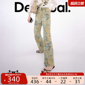 牛仔裤 Desigual26春夏新品 直筒牛仔玫瑰印花女式