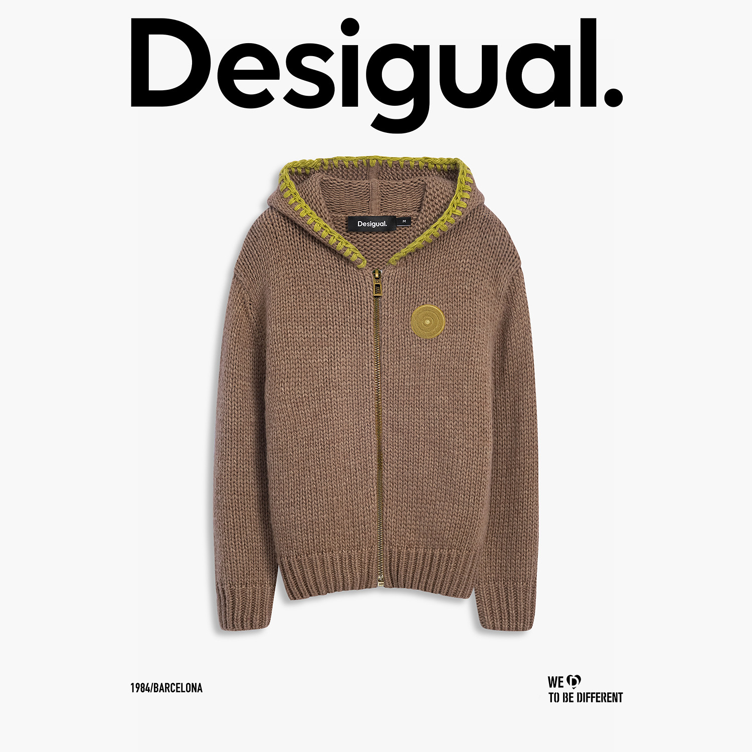 极厚中古风【超能小太阳】Desigual冬新品撞色拱针拉链开衫外套,女装/女士精品,短外套,淘宝优惠券,粉丝福利购,淘宝优惠卷