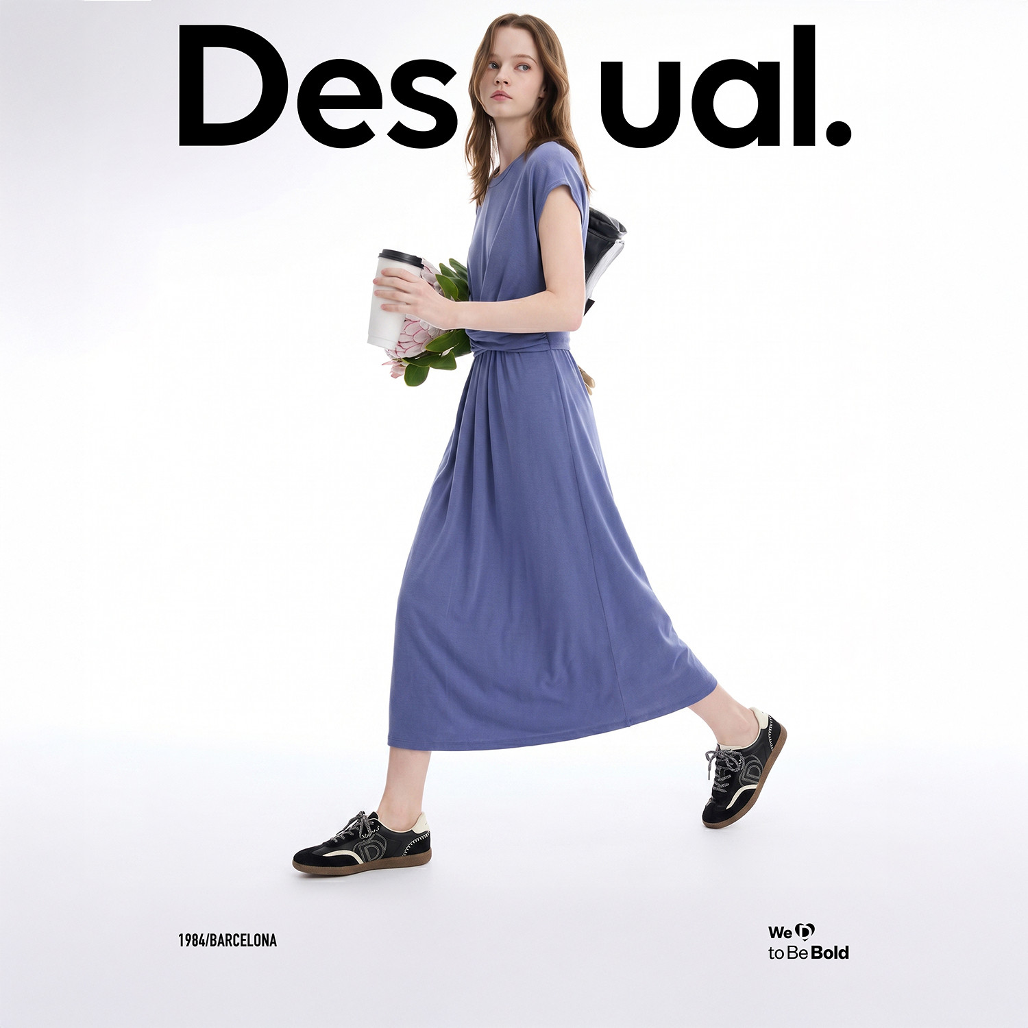 【超能小太阳】Desigual高腰收褶显瘦连衣裙