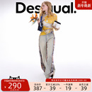 直筒水洗牛仔拼接印花女士牛仔裤 25秋冬新品 博主同款 Desigual