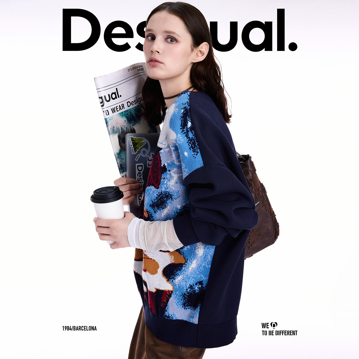 Desigual【Disney联名】米奇针织提花拼接女士卫衣