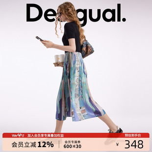 拼接印花长款 Desigual25春夏新款 显瘦女士连衣裙