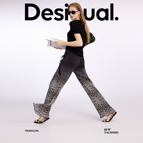 Desigual【Lacroix联名】抽象印花弹力修身女士休闲裤