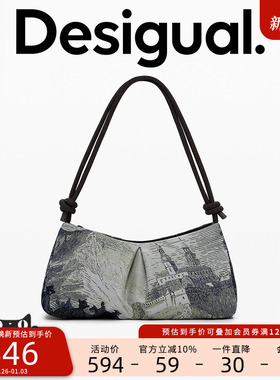 Desigual【LACROIX联名】25秋冬新品城堡提花单肩手提包