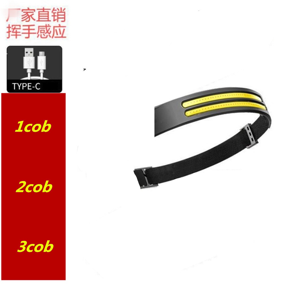 挥手感应cob硅胶头灯户外骑行灯USB充电头戴式跑步灯LED强光探照