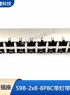 RJ45母头新款上市网络网口插座59B2x8带LED灯8P8C带灯带弹片90°