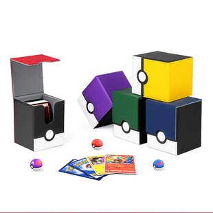 PTCG卡盒宝可梦牌盒收纳盒PU皮磁吸竖插桌游卡片口袋妖怪大师精灵