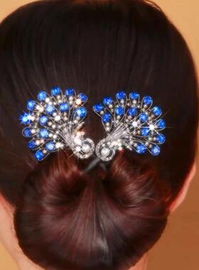 【下单立减50】高级感复古孔雀发夹女后脑勺花苞头盘发器懒人Y08