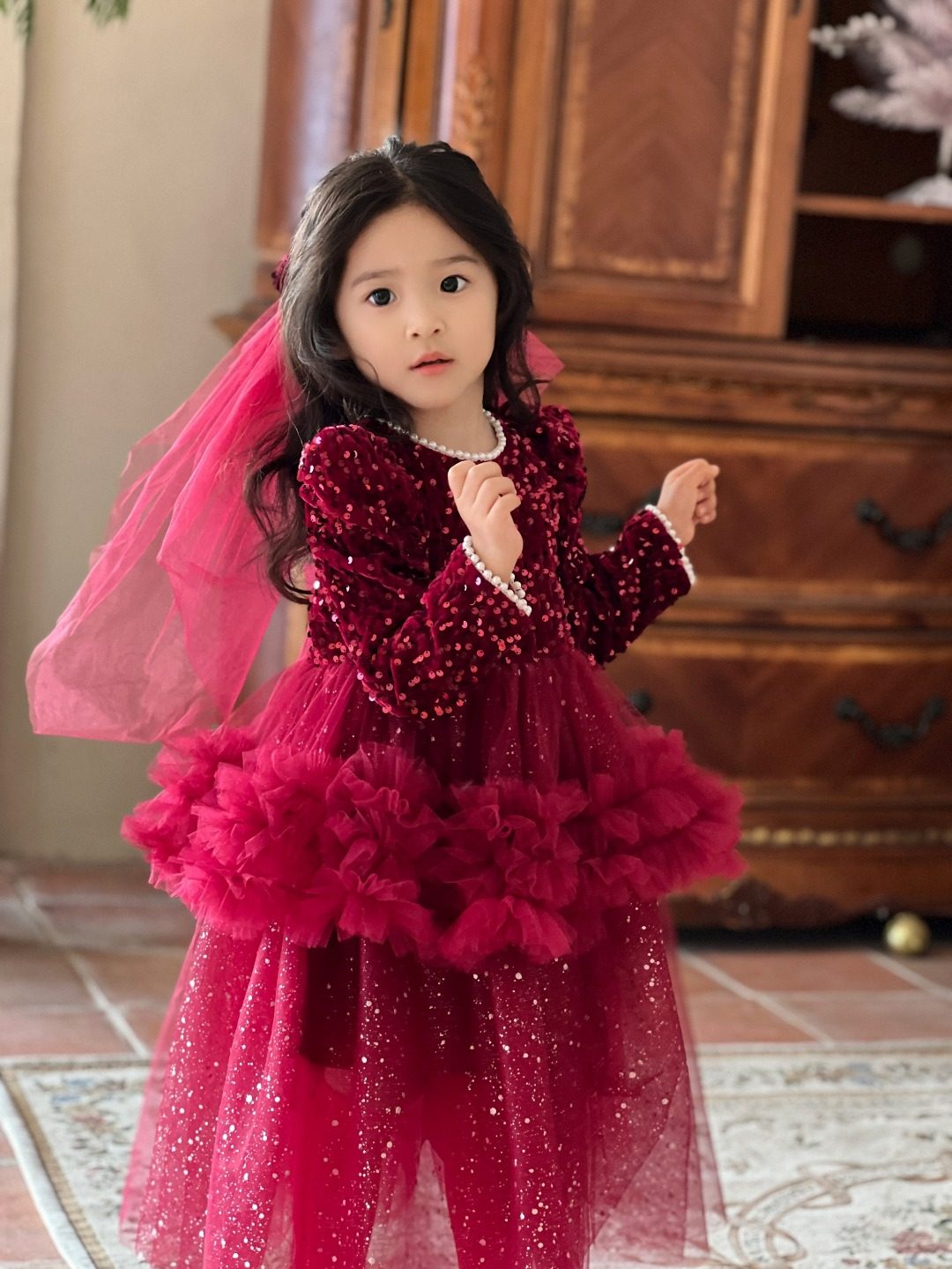 女童亮片公主裙冬生日新年表演服