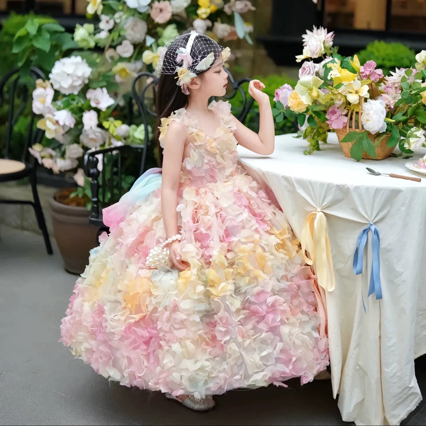 礼服女童花童小女孩公主生日宴精灵轻奢小众高端主持人洋气蓬蓬裙