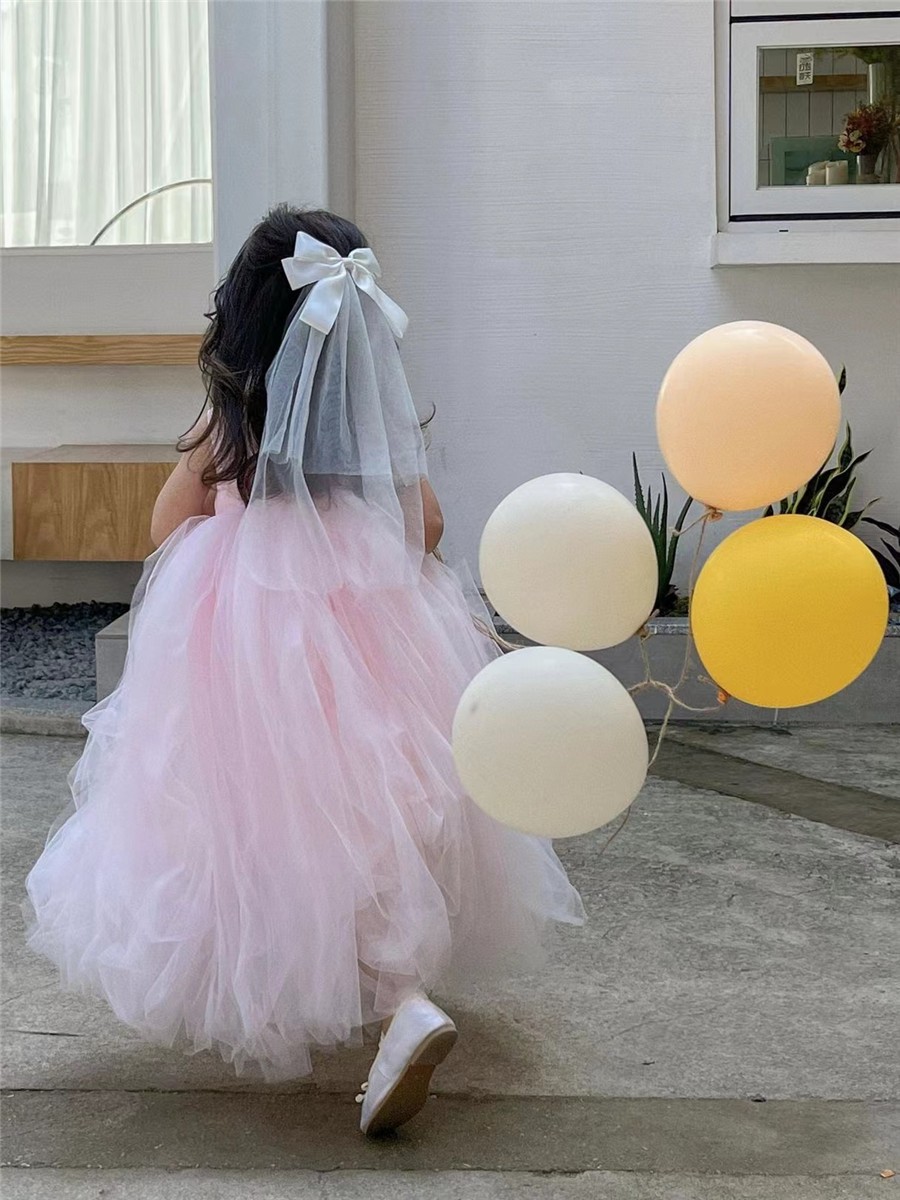 女童六一蓬蓬纱公主裙23夏季花童婚纱高端礼服儿童高端生日连衣裙