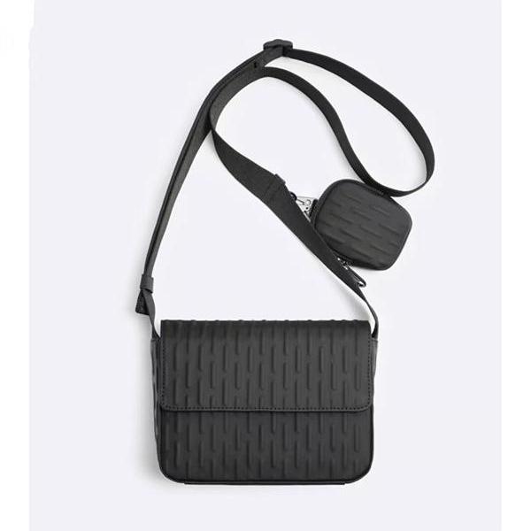 男包简约小方包百搭高级感潮压花