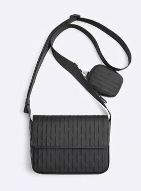 小众设计男士简约小方包2024新款时尚百搭高级感二合一单肩斜挎包