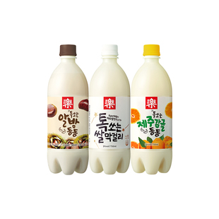 3瓶 韩国原装 进口酒时乐板栗子果味玛可利带气5度甜味浊米酒750ml