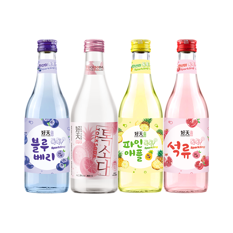 韩国原装进口好天好饮水果味气泡酒果酒石榴蓝莓低度微醺2瓶装
