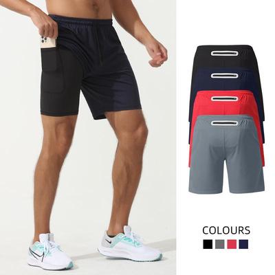 Sports shorts men's double-layer anti glare running