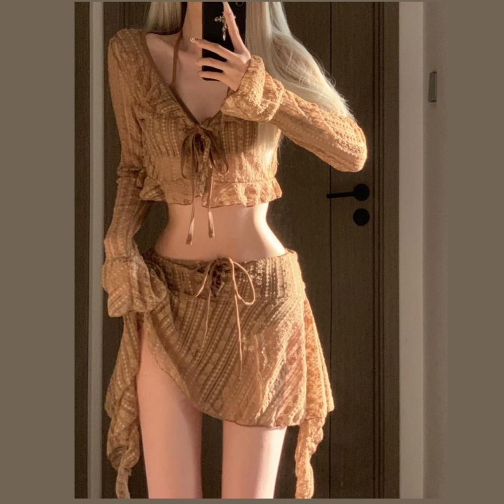 Skirt style split bikini swimsuit, women's Thai four lace,