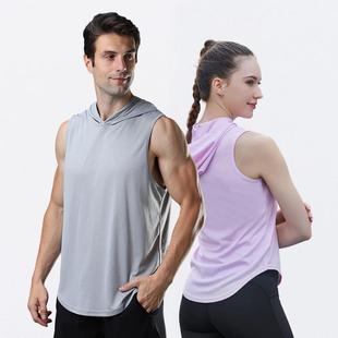 Hooded fitness vest for men, basketball, running,
