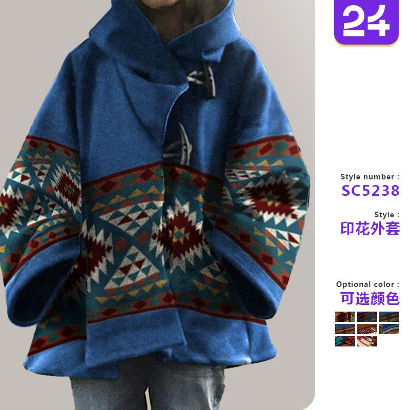 Women's printed woolen coat color code