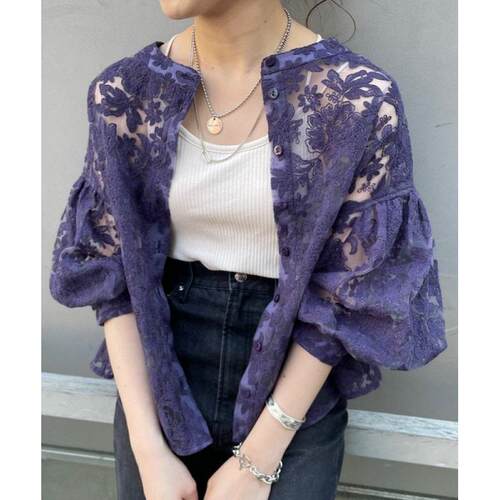 Embroidered lace lantern sleeve shirt, two on top, jacket,