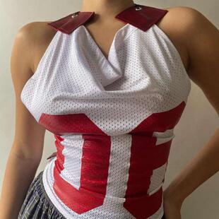 Women's explosive street backless lace up camisole