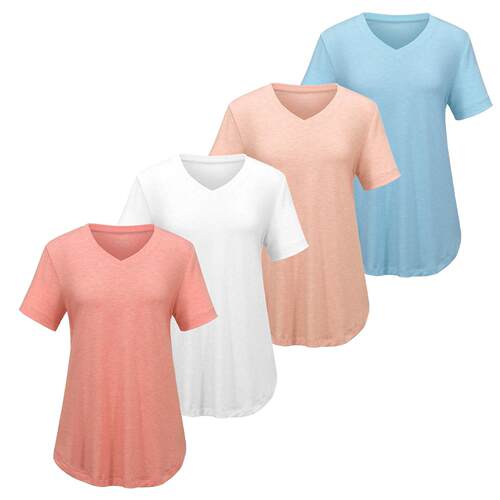 Printed short sleeved V-neck short sleeved women's T-shirt