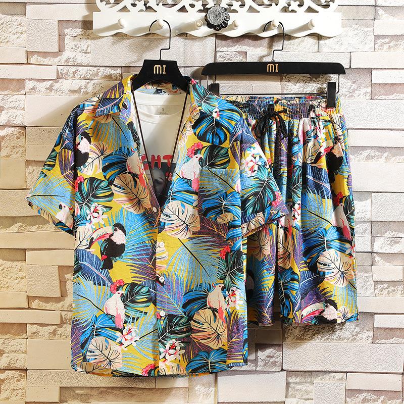 Xingshang Youth Colorful Printed Shirt Set Men's Shorts