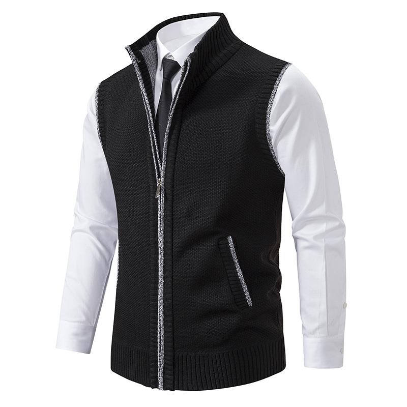 Men's vest jacket, men's standing collar sleeveless