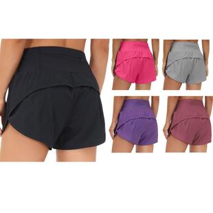 Women's running shorts with zipper pocket high waist