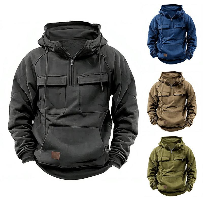 Men's hooded jacket, long sleeved sweatshirt,
