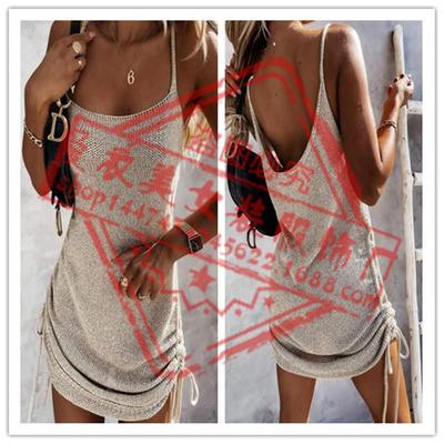 Women's sleeveless strap suspender sweater dress