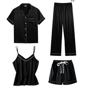 Home clothing set, suspender sleepwear four piece set,