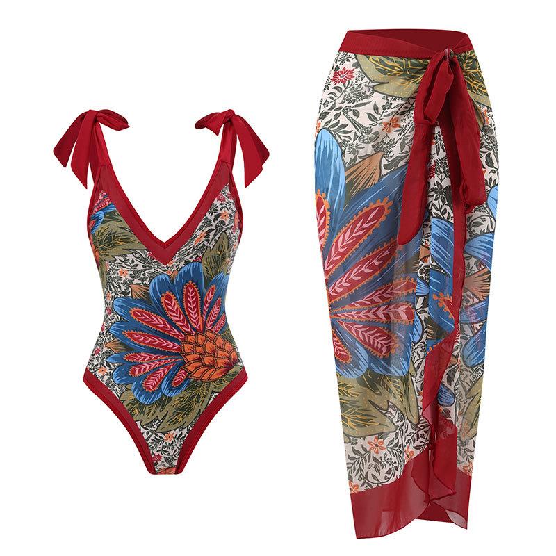 Jumpsuit women's tight fitting slimming strap swimsuit set