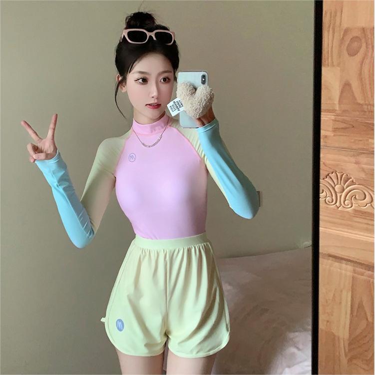 Candy color blocked swimsuit, female split, conservative