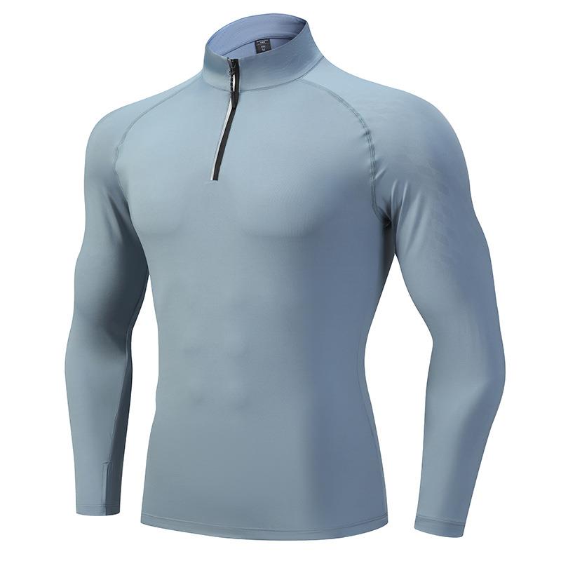 Outdoor long sleeved sports t-shirt men's top stand collar