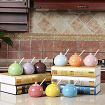 Porcelain seasoning box, storage, health home, daily use salt pot, seasoning, three sets of Shisheng kitchen storage ware, pottery
