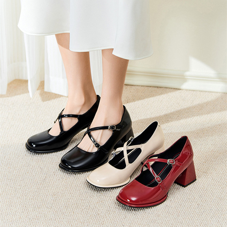 卓诗尼高跟鞋女2024年春款新款女鞋黑色舒适粗跟单鞋子今年流行款