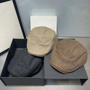 美式老钱风秋冬新款复古前进帽百搭保暖鸭舌帽时髦报童贝雷画家帽
