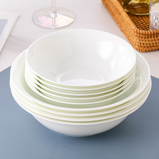 纯白骨瓷斗碗米饭碗菜碗拉面碗敞口汤碗大号碗家用