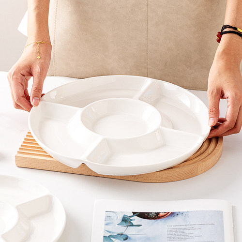 分格盘陶瓷圆形瓜子盘过节必备