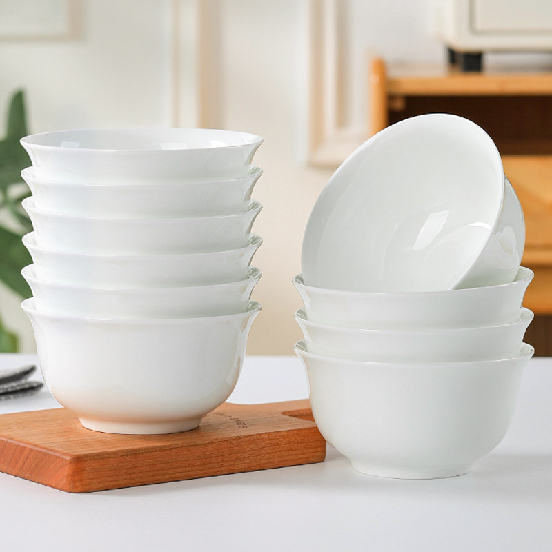 纯白骨瓷碗家用吃米饭碗釉下彩餐具陶瓷小碗盘可微波碗碟套装,餐饮具,盘,淘宝优惠券,粉丝福利购,淘宝优惠卷